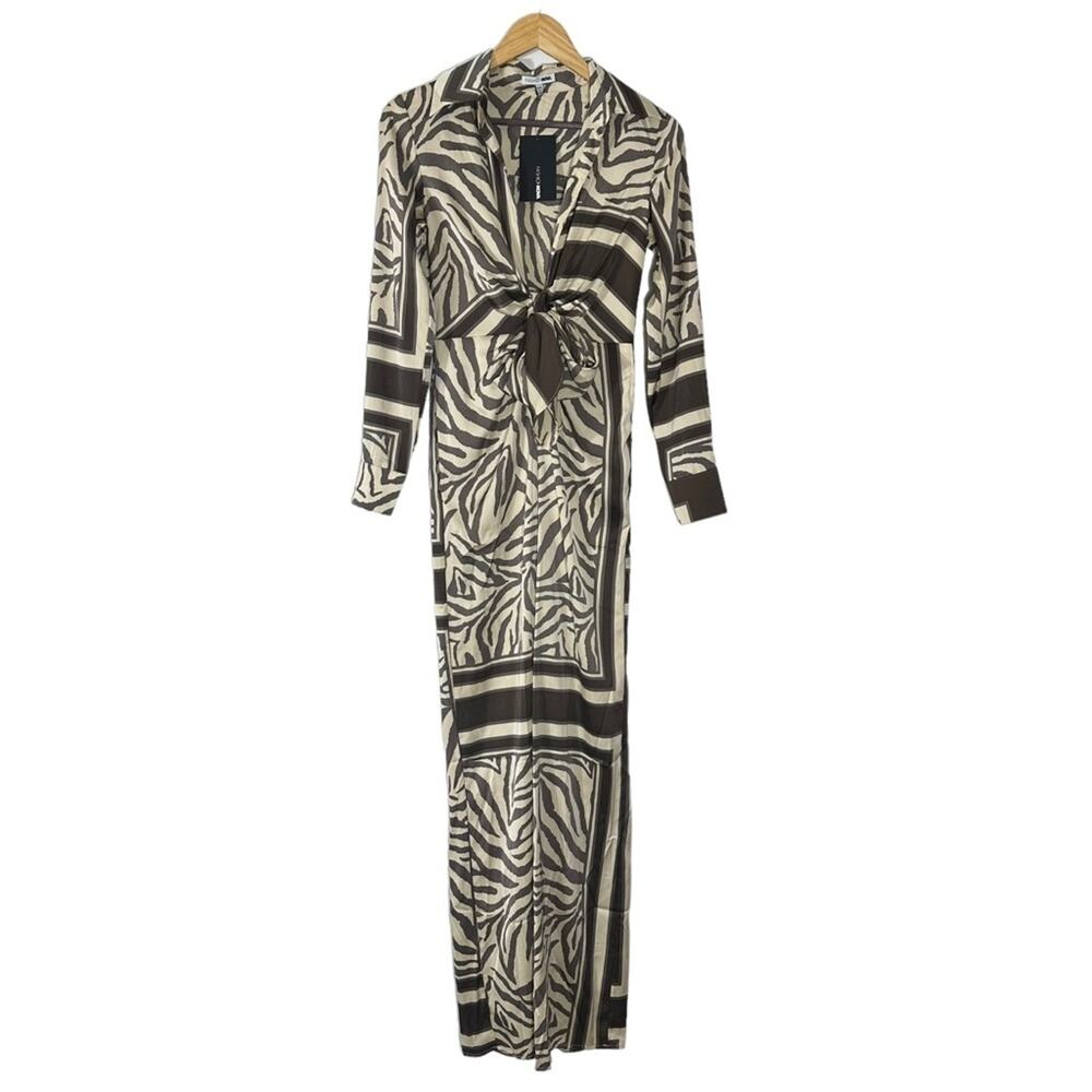 NEW Fashion Nova St. Tropez Animal Jumpsuit- Brown Combo Size XS - Picture 4 of 13
